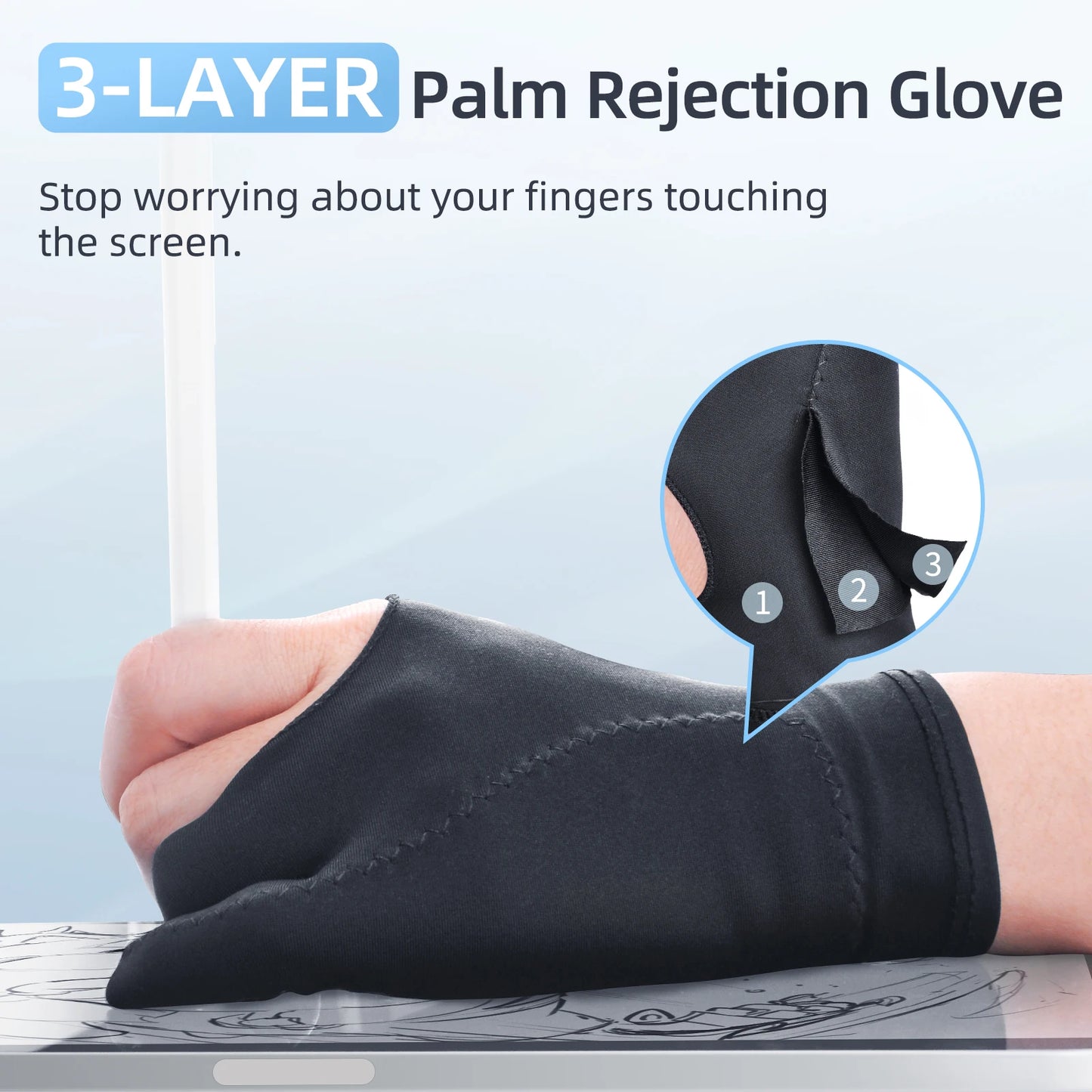 Smudge Gaurd Artist Glove - 2 Finger